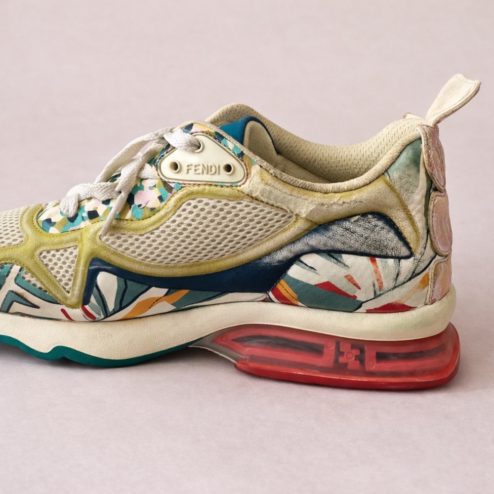 Fendi FFast Bird of Paradise Multicolor Floral Mesh Sneakers - Picture 5 of 8